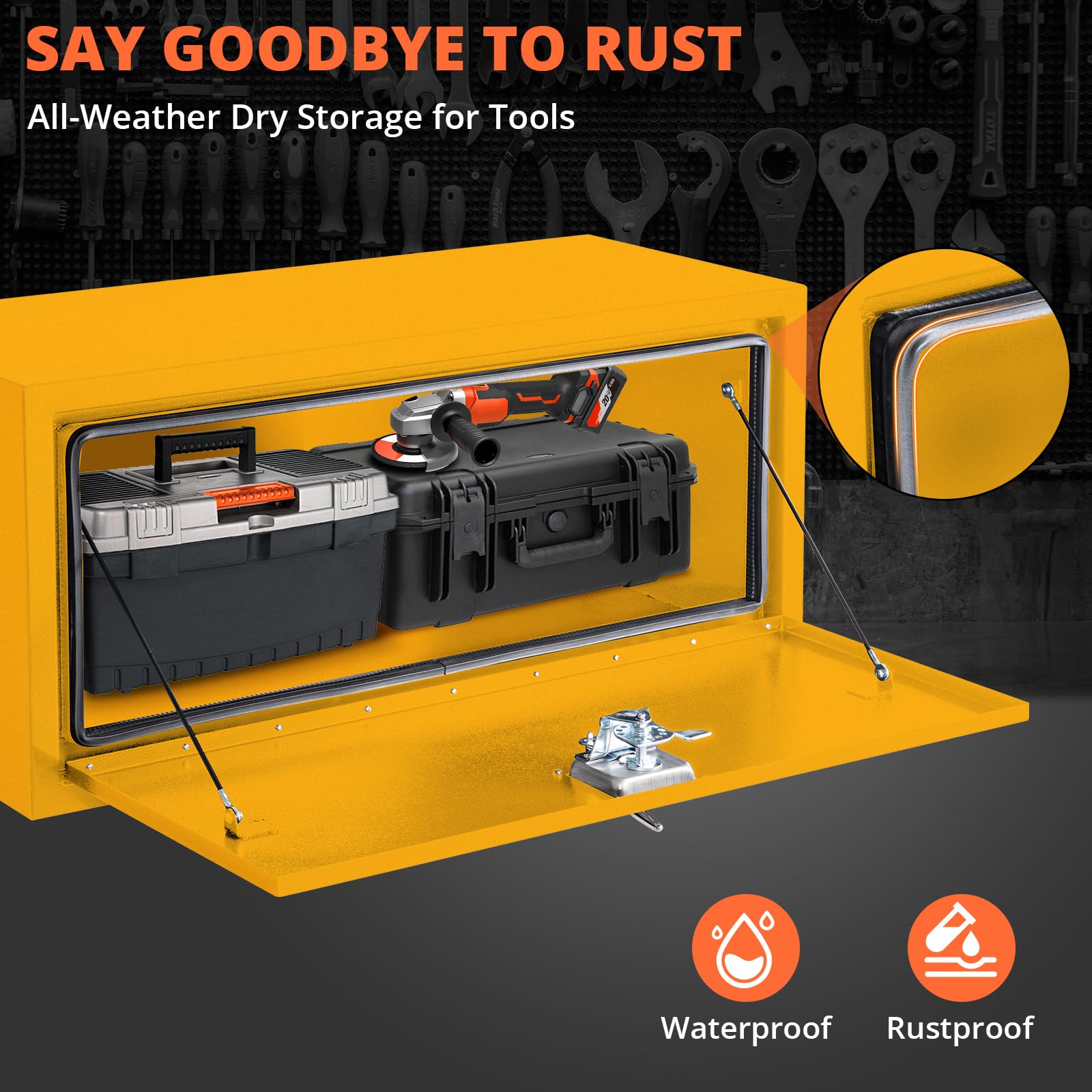 Cassetta Portautensili Garvee per Camion Sottoscocca - Acciaio Nero Impermeabile con Serratura | Regalo Robusto per Festa del Papà