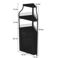 Mobiletto angolare portaoggetti Garvee, 5 ripiani con portabicchieri, ripiani regolabili, struttura in metallo, MDF, porta a battente, nero, per soggiorno e cucina, 47,2 x 45,7 x 152,4 cm