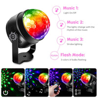 Sfera da discoteca LED RGB Garvee con 7 colori, attivata dal suono, rotazione di 360°, cavo USB da 4 m per feste, compleanni, bar, matrimoni, Natale