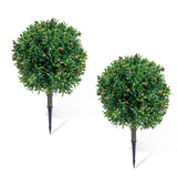 Garvee Set 2 Alberi Topiari Artificiali Olivo 65x40 cm con Frutti e Fiori, PE Resistente UV, Piquets Metallo, Decorazione Interna ed Esterna