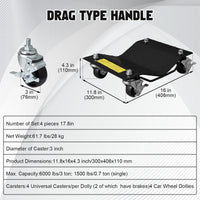 Set di carrelli per auto Garvee, 4 pezzi, acciaio resistente, capacità di sollevamento 6000 libbre, nero, per garage e officina