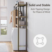 Scaffale per lavanderia Garvee da 30" con stendibiancheria, regolabile, a 4 livelli, in legno e acciaio per lavatrice, bagno e lavanderia, salvaspazio, 28 pollici, colore naturale
