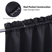 Garvee 2 pezzi mantovane oscuranti per finestre, soggiorno, cucina, camera da letto, mantovane termoisolanti per finestre, nero, 26×30 pollici