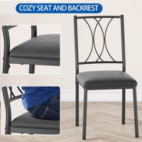 Set da pranzo Garvee per 4 persone con sedie imbottite, legno, design retrò, pannello MDF, struttura in metallo, salvaspazio, piccoli appartamenti, nero rustico