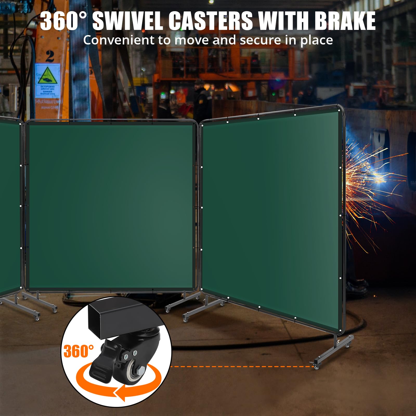 Schermo Saldatura Garvee 3 Pannelli 6x6 Piedi per Festa del Papà - Telaio Acciaio PVC Trasparente Ignifugo Verde Portatile per Officine Garage