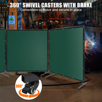 Schermo Saldatura Garvee 3 Pannelli 6x6 Piedi per Festa del Papà - Telaio Acciaio PVC Trasparente Ignifugo Verde Portatile per Officine Garage