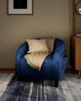 Garvee Poltrona Barrel Club in Velluto Blu Navy con Schienale a U e Braccioli Curvi per Soggiorno e Camera, Seduta Imbottita, Gambe Resistenti - Navy Blue