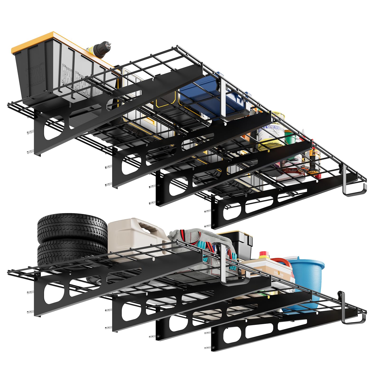 Scaffali da parete per garage Garvee Heavy-Duty 2x6 piedi in metallo acciaio per officina e garage, sabbiati, accessori completi