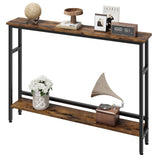 Tavolino da divano stretto Garvee da 5,9" - Ripiano regolabile a 2 livelli in legno vintage per soggiorno e corridoio, design sottile - retrò