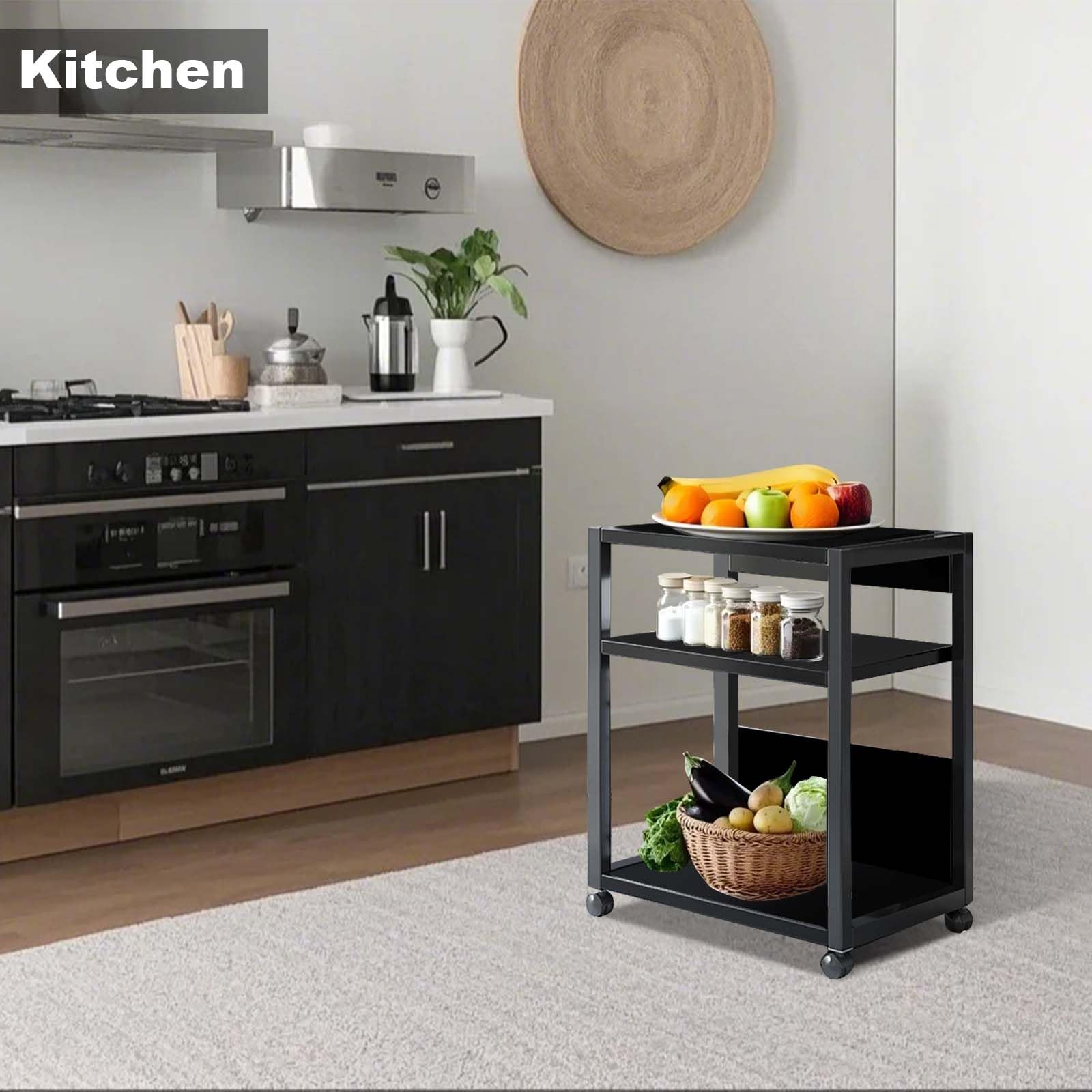 Supporto per PC Garvee a 3 livelli, altezza regolabile, con ruote, metallo, stabile, per ufficio e casa