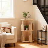 Libreria girevole a 360° Garvee, scaffale indipendente in legno massello per bambini e adulti, Ø39 cm, altezza 67 cm, legno naturale - Come mostrato
