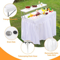 Tavolo portaghiaccio pieghevole Garvee con scarico, vassoio per ghiaccio a due livelli, portatile per campeggio, 40,5"x22"x39,4", materiale HDPE