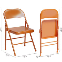 Set di 4 sedie pieghevoli Garvee con comode sedute, struttura in acciaio, impilabili, capacità di carico di 350 kg, arancione, per uso interno ed esterno