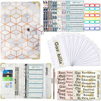 Raccoglitore ad anelli Garvee Budget Planner A6 con buste porta denaro e vano porta contanti, raccoglitore per il risparmio per il budget familiare, compatto e pratico, pellicola in PVC