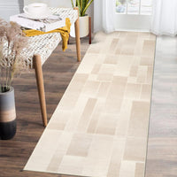 Tappeto Garvee lavabile a pelo corto 80 x 150 cm beige antiscivolo moderno per soggiorno camera da letto cucina