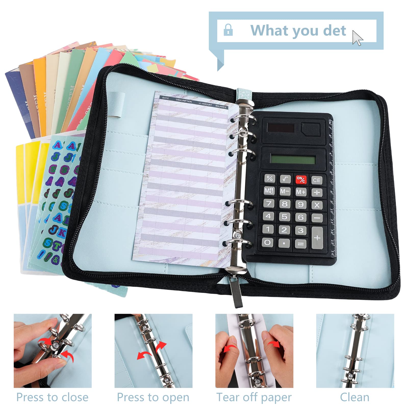 GARVEE BudgetLinen Budget Planner A6 Raccoglitore ad anelli con cerniera e tasca porta soldi per risparmiare e gestire il budget
