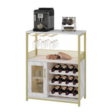 Garvee Mobile per Vino Scaffale in Legno con Cornice in Metallo e Pannelli MDF per Soggiorno e Cantina del Vino, a Tre Livelli, Regolabile, Nero - Gold Mit Licht