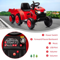 Trattore elettrico Garvee 6V, trattore per bambini, rosso con clacson e design autentico per giochi e divertimento all'aperto dai 3 anni