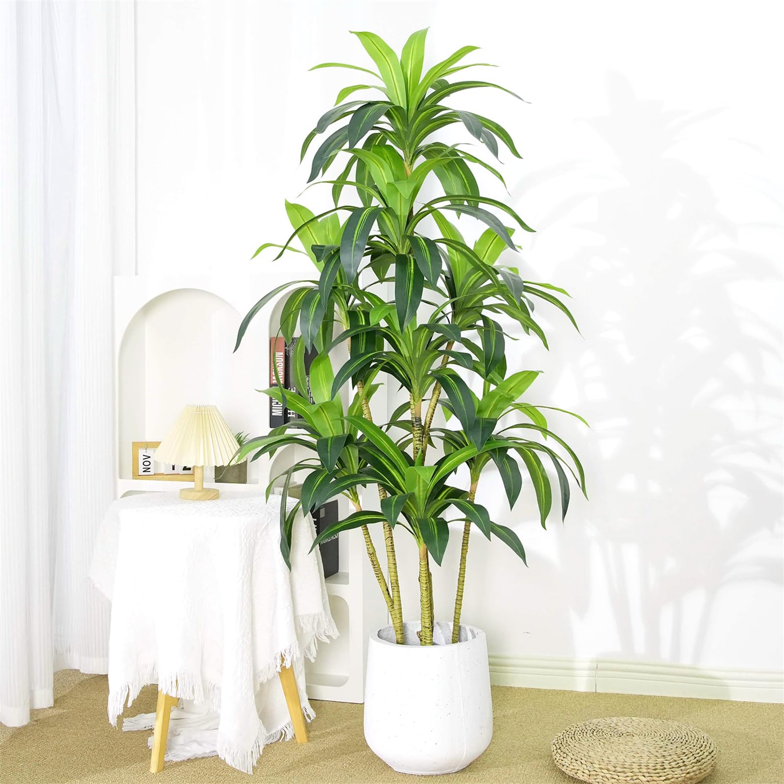 Albero artificiale in legno brasiliano Garvee da 5 piedi, bassa manutenzione, plastica, per ufficio e casa, foglie realistiche, facile da montare