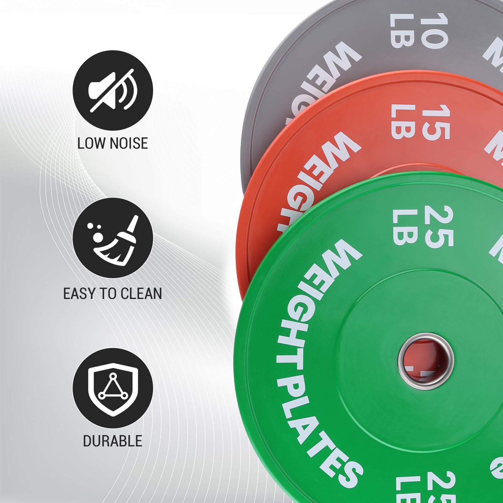 Set di dischi paraurti colorati Garvee da 100 libbre in gomma con acciaio inossidabile da 2" compatibili con palestra domestica e codice colore per allenamento da 17,5 pollici