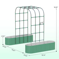 Aiuola rialzata zincata Garvee con traliccio ad arco verticale da 96", regolabile, in acciaio, per giardino e patio, resistente alla ruggine, con clip per piante e rete di drenaggio