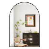 Garvee Specchio Da Bagno Moderno Ad Arco 76x102 cm Nero - Cornice Metallo Antiruggine - Vetro Temperato Resistente - Montaggio A Parete - Bagno, Camera, Soggiorno - Nero