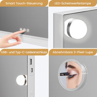 Specchio per il trucco GARVEE Hollywood 58 x 46 cm con 15 luci LED Specchio per il trucco touch bianco