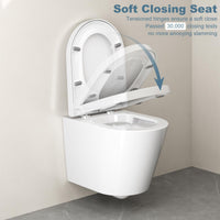 Sedile WC Garvee Copriwater a forma di D con sgancio rapido, abbassamento automatico, cerniere regolabili, bianco, bagno
