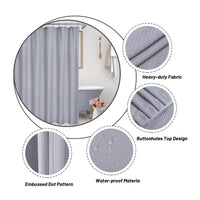 Tenda da doccia in microfibra Garvee con motivo in rilievo, idrorepellente, orlo appesantito, 12 occhielli, grigio, arredo bagno