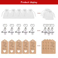 Garvee Lotto 20 Portachiavi Angelo Custode con Perline - Regali Matrimonio e Battesimo - Lega di Zinco Resistente - Rosa Chiaro - Borsa Organza - Feste e Natale