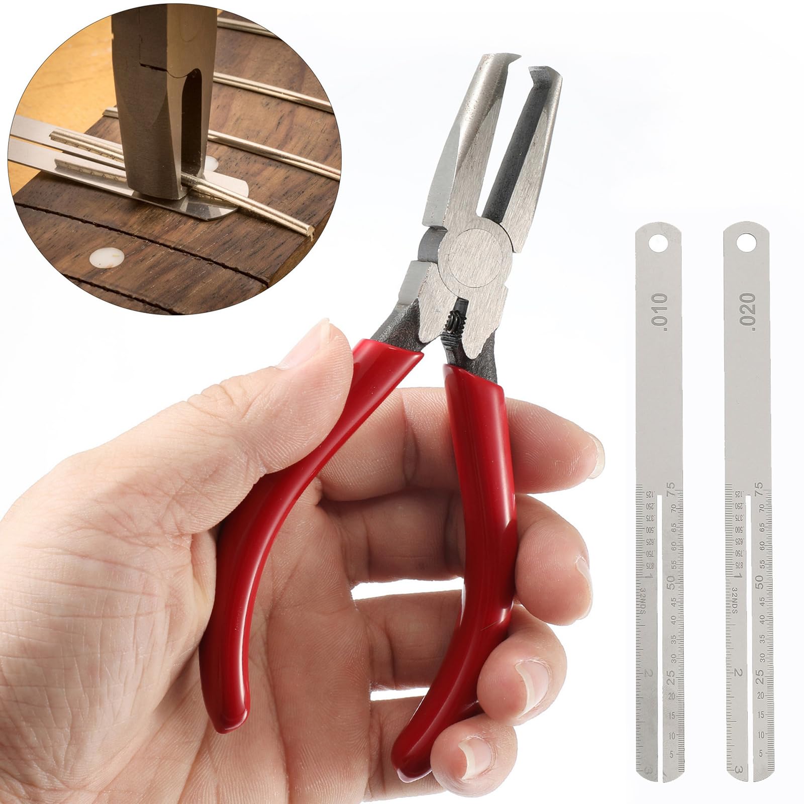 Garvee Pinza Per Fret Da 6 Pollici - Acciaio Resistente, Punta A 45° - Strumento Professionale Per Chitarra E Basso, Superficie Liscia