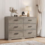 Garvee Cassettiera Moderna 6 Cassetti con Maniglie Oro, Struttura Robusta in Legno Laminato, Perfetta per Casa e Ufficio, 119.4x83.8x40.6 cm, Bianco - Grigio