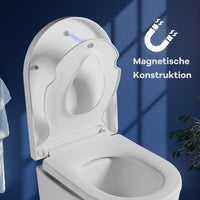 Sedile WC per bambini Garvee con meccanismo di chiusura ammortizzata, forma a D, bianco, coperchio WC antibatterico con seggiolino per bambini, coperchio rimovibile, sgancio rapido per una facile pulizia, capacità di peso 150 kg