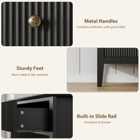 Cassettiera Garvee nera scanalata a 3 cassetti, design moderno scanalato P2 MDF per camera da letto e corridoio, bianca, 31.5"L x 29.5"A