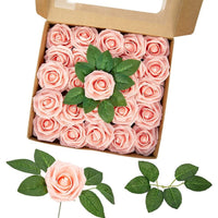 Rose artificiali Garvee, set da 25 pezzi, fiori di schiuma, rosa, per decorazioni fai da te, colori vivaci, resistenti, versatili