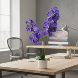 Garvee Orchidea Artificiale 80 cm con 14 Fiori in Vaso Bianco Robusto per Interni Soggiorno Ufficio, Realistica Phalaenopsis in Poliestere, Foglie PEVA - Viola