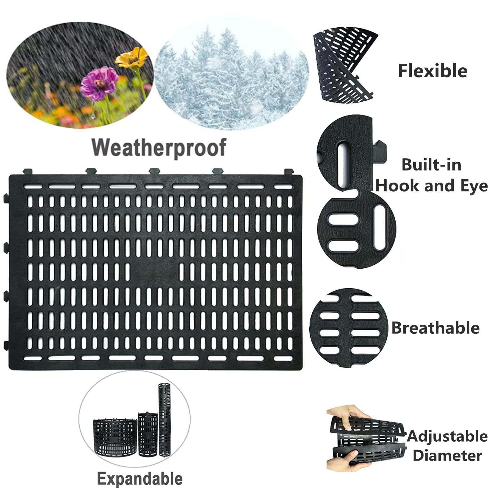 Garvee Set da 10 pezzi di protezioni espandibili per tronchi d'albero, resistenti agli animali che brucano, resistenti ai raggi UV, nere, 25x37cm