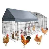Pollaio in metallo Garvee Large – 218 × 101 × 101 cm, antiruggine, copertura impermeabile e chiusura sicura della porta per giardino e fattoria