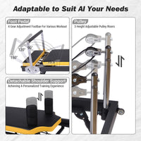 Garvee Pilates Reformer Machine con doppia resistenza, pieghevole, telaio in acciaio per allenamento a casa, salvaspazio, regolabile, nero