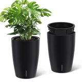 Set di fioriere autoirriganti Garvee alte 16" con indicatore del livello dell'acqua visibile per interni e patio, nere, robuste e ventilate - nero