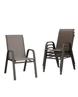 Garvee Set 4 Sedie da Giardino in Metallo Textilene - Impilabili, Resistenti alle Intemperie e alla Ruggine - Ideali per Giardino, Balcone e Patio - Black Spray + Brown 2*1 Textilene 4 Pieces Europe
