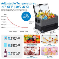 Frigorifero per auto GARVEE, compressore portatile con controllo tramite app, refrigeratore elettrico -20-20 °C, congelatore portatile con compressore, frigorifero per auto con scomparto congelatore, per campeggio, viaggio 45L