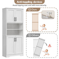 Mobiletto alto da bagno Garvee con 4 ante, ripiani regolabili, MDF, autoportante, bianco, per bagno e cucina, 62,0 cm x 30,2 cm x 170,2 cm