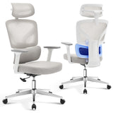 Garvee Sedia da Ufficio Ergonomica con Supporto Lombare Regolabile, Braccioli 3D, Schienale in Rete Traspirante, Telaio in Metallo, Casa e Ufficio, Nero - Grigio-D