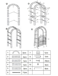 Arco da giardino in acciaio Garvee da 8 piedi, resistente alle intemperie, robusto, elegante, nero, con cancello, ideale per matrimoni e giardino