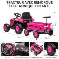 Trattore per bambini Garvee Kids Tractor 12V Twin Motor – Rosa moderno con doppio motore, telecomando per genitori e musica per bambine dai 3 anni in su, da usare nel parco giochi o in giardino.