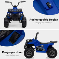 Quad elettrico Garvee 12V per bambini dai 2 ai 5 anni, auto giocattolo elettrica ATV con luci a LED, musica e design antiurto, giocattolo robusto per esterni, controllo sicuro della velocità