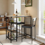 Garvee Set Da Pranzo Moderno 3 Pezzi Tavolo Con 2 Sgabelli Imbottiti Metallo Portabottiglie Salvaspazio Cucina Angolo Colazione 36"L x 16.7"W x 37.2"H - Oak