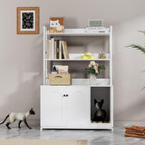 Garvee - Lettiera per gatti con 2 ante e tiragraffi, in MDF e acciaio, 3 ripiani, bianca, per soggiorno e camera da letto, area nascosta per gatti, 22,6"x16,7"x21,7" - Bianco