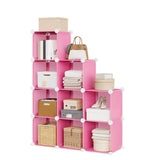 Garvee Organizer 9 Cubi Modulare in Acciaio e PP Nero per Casa e Ufficio, Robusto e Impilabile, Piedini Anti-Ribaltamento, Montaggio Rapido - Rosa